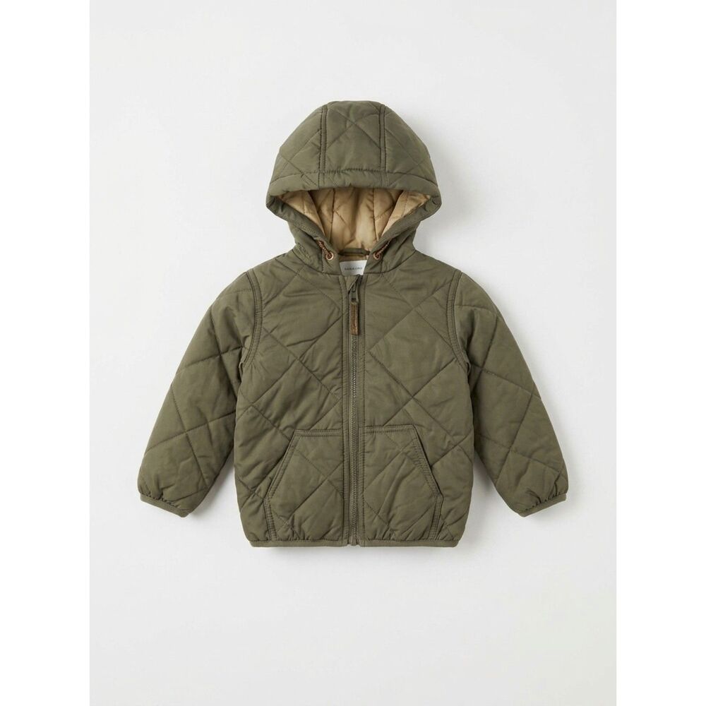 NWT Starting Out Toddler Olive Green Quilted Puffer Jacket Coat 24M